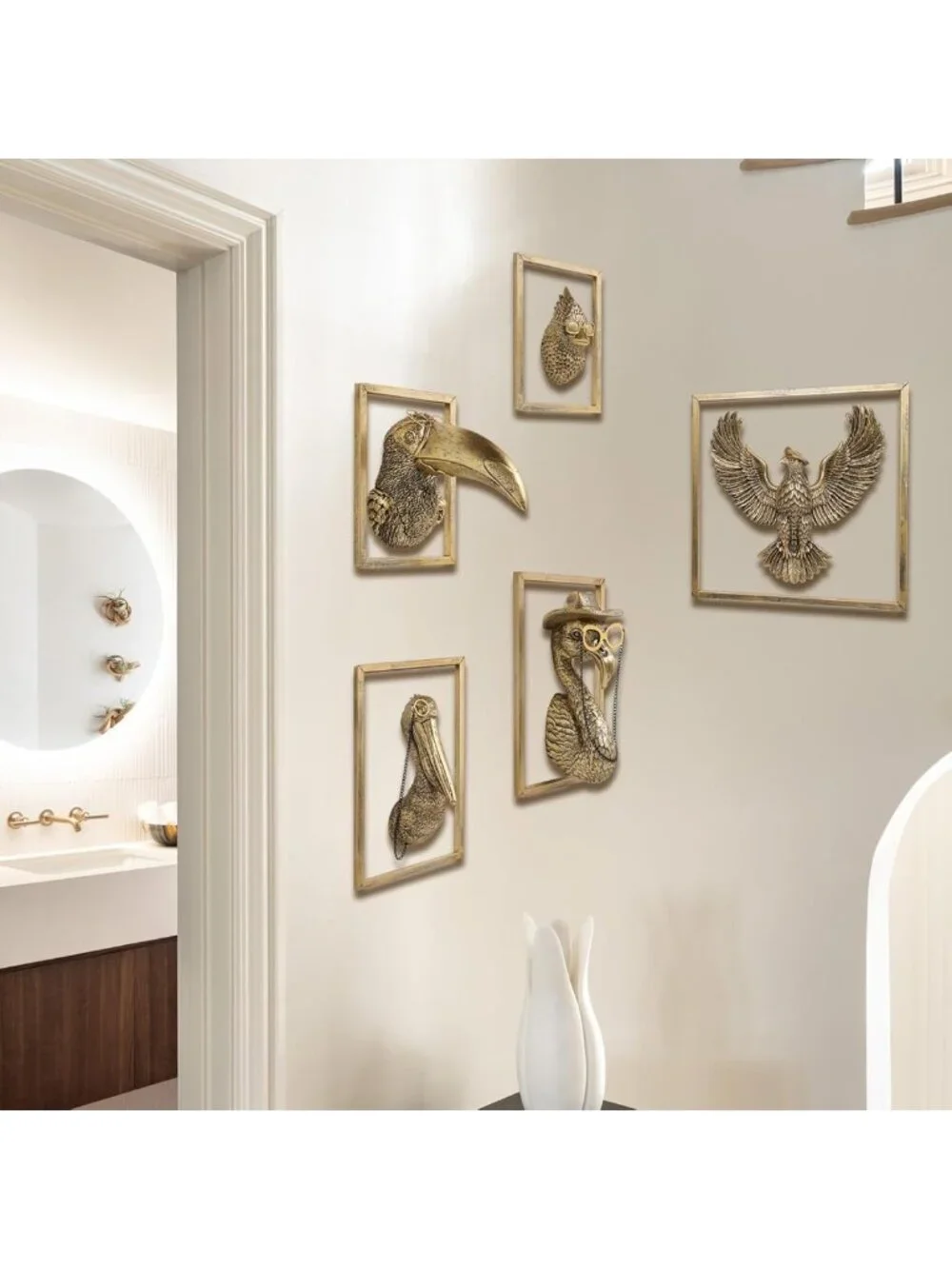 Colorful Bird Wall Art Sculpture - Handmade Metal Frame Decor for Living Room